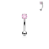 CZ Prong Set 316L Surgical Steel Curved Barbells Eyebrow Rings