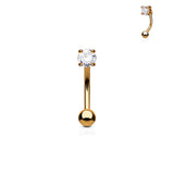 CZ Prong Set 316L Surgical Steel Curved Barbells Eyebrow Rings