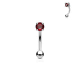 CZ Prong Set 316L Surgical Steel Curved Barbells Eyebrow Rings