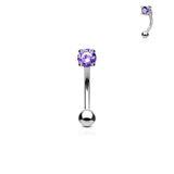 CZ Prong Set 316L Surgical Steel Curved Barbells Eyebrow Rings