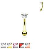 CZ Prong Set Heart 316L Surgical Steel Curved Barbells Eyebrow Rings