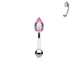 CZ Tear Drop Surgical Steel Curved Barbells Eyebrow Rings