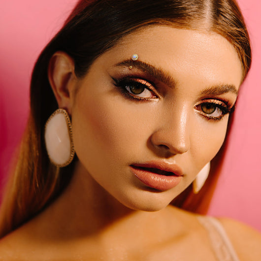 CZ Paved Opal Center Top Eyebrow Ring Curved Barbells Rook Snug