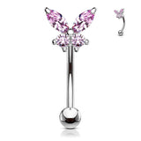Prong Set CZ  Butterfly Top Eyebrow Ring Curved Barbells Rook Snug