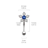 Multi CZ Paved Flower Top Eyebrow Ring Curved Barbells Rook Snug