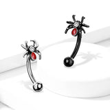 Crystal Set Red Spider Curve Barbells Eyebrow Ring Rook Snug Piercing