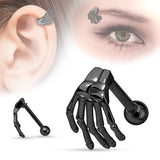 Skeleton Hand Top 316L Surgical Steel Eyebrow/Cartilage Barbell