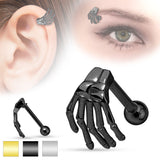 Skeleton Hand Top 316L Surgical Steel Eyebrow/Cartilage Barbell