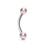 Pearl Coated 4mm Balls 316L Surgical Steel Eyebrow Ring