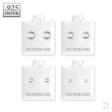 Pair .925 Sterling Silver Prong set CZ Martini Stud Earrings