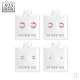 Pair .925 Sterling Silver Prong set CZ Martini Stud Earrings