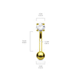 14K Solid Gold Round CZ Curve Barbell Eyebrow Ring