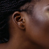 14K Solid Gold Cartilage Flat Round Top Threadless Push-In Barbell