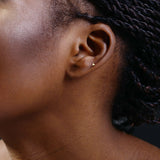 14K Solid Gold Cartilage Flat Triangle Top Threadless Push-In Barbell