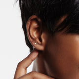 14K Solid Gold Cartilage Flat Heart Top Threadless Push-In Barbell