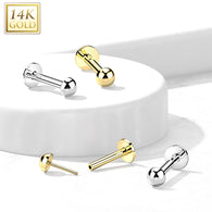 14K Solid Gold Dome Top Threadless Push-In Labret for Cartilage Monroe