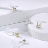 14K Solid Gold CZ Prong PTFE Flex Shaft Labret Monroe Cartilage