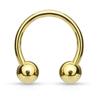 Gold Plated on Surgical Steel Horseshoe Circular Barbells Tragus Cartilage Nipple 14G