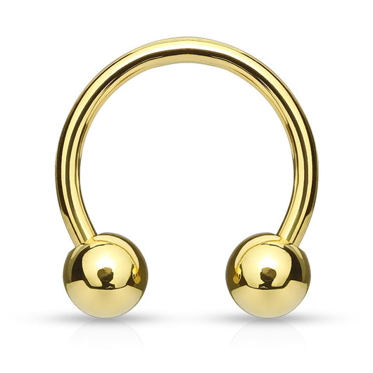 Gold Plated on Surgical Steel Horseshoe Circular Barbells Tragus Cartilage Nipple 14G