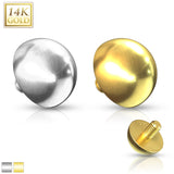 14K Solid Gold Dome Internally Threaded Dermal Anchor Top