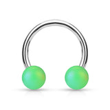 Matte Finish Pearlish Ball Surgical Steel Horseshoe Circular Barbell