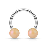 Matte Finish Pearlish Ball Surgical Steel Horseshoe Circular Barbell