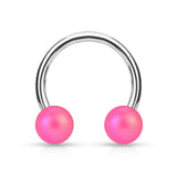 Matte Finish Pearlish Ball Surgical Steel Horseshoe Circular Barbell