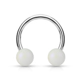 Matte Finish Pearlish Ball Surgical Steel Horseshoe Circular Barbell