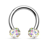 CZ Ferido Balls 316L Surgical Steel Horseshoe Circular Barbells 16G
