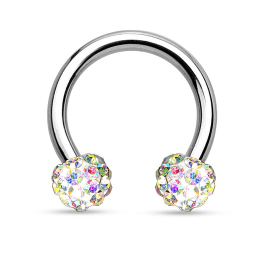 CZ Ferido Balls 316L Surgical Steel Horseshoe Circular Barbells 16G