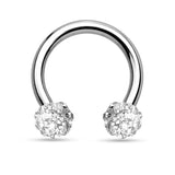 CZ Ferido Balls 316L Surgical Steel Horseshoe Circular Barbells 16G