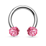 CZ Ferido Balls 316L Surgical Steel Horseshoe Circular Barbells 16G