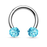 CZ Ferido Balls 316L Surgical Steel Horseshoe Circular Barbells 16G