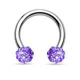 CZ Ferido Balls 316L Surgical Steel Horseshoe Circular Barbells 16G