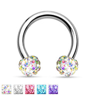 CZ Ferido Balls 316L Surgical Steel Horseshoe Circular Barbells 16G