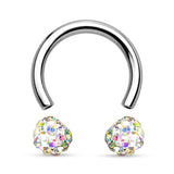 CZ Ferido Balls 316L Surgical Steel Horseshoe Circular Barbells 16G