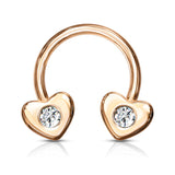 Gold Plated CZ Hearts Horseshoe Circular Barbells Septum Earrings