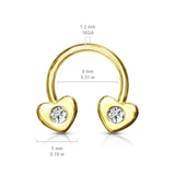 Gold Plated CZ Hearts Horseshoe Circular Barbells Septum Earrings