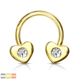 14kt. Gold Plated CZ Hearts Horseshoe Circular Barbells Septum Earrings