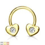Gold Plated CZ Hearts Horseshoe Circular Barbells Septum Earrings
