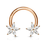 1 Pc CZ Flower Ends Circular Horseshoe For Nipple Ring Septum And More