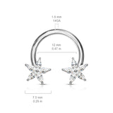 1 Pc CZ Flower Ends Circular Horseshoe For Nipple Ring Septum And More