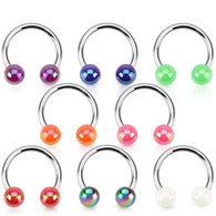 Aurora Borealis Coating Ball Horseshoe Circular Barbell Tragus