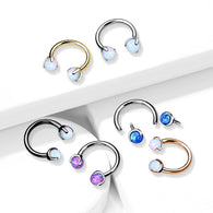 Claw Set Opal Balls Horseshoe Circular Barbells For Cartilage Daith Septum