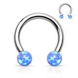 Synthetic Opal Balls 316L Surgical Steel Horseshoe Circular Barbells
