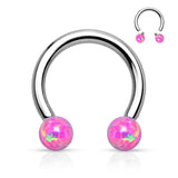 Synthetic Opal Balls 316L Surgical Steel Horseshoe Circular Barbells