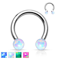Synthetic Opal Balls 316L Surgical Steel Horseshoe Circular Barbells