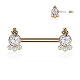Pair 4 CZ  And Ball Cluster Threadless Push in Nipple Barbells
