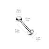 Push In Top Ball Threadless Labret Stud Monroe Tragus Cartilage