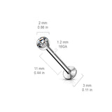 New Design Push In Top CZ Ball Labret Ear Cartilage Daith Helix Tragus Piercing
